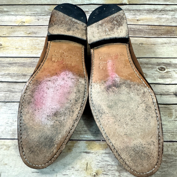 Lethato Mens Cognac Brown Leather Perforated Lace Up Oxford Shoes Size 11.5 - Picture 7 of 8